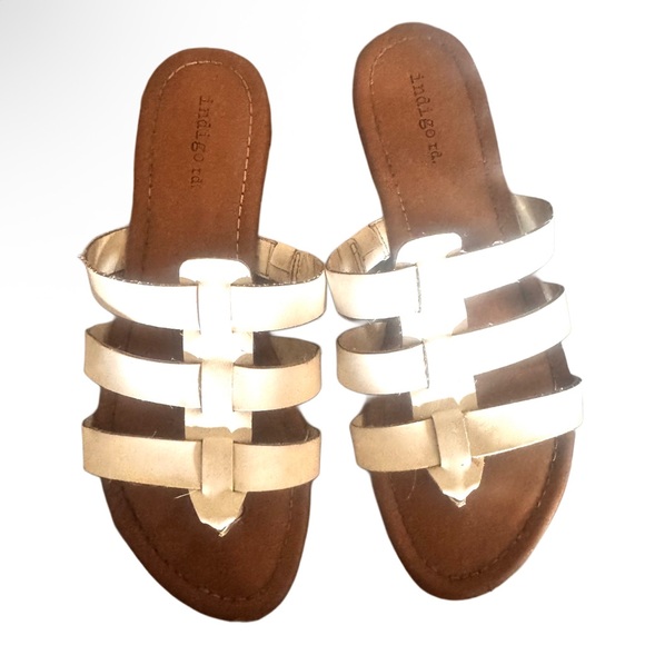 Indigo white  Sandals with Classic Thong Design - Picture 1 of 4